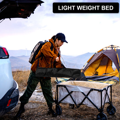 YSSOA Folding Camping Cot with Storage Bag for Adults, Portable and Lightweight Sleeping Bed for Outdoor Traveling, Hiking, Easy to Set up (Color: Black)
